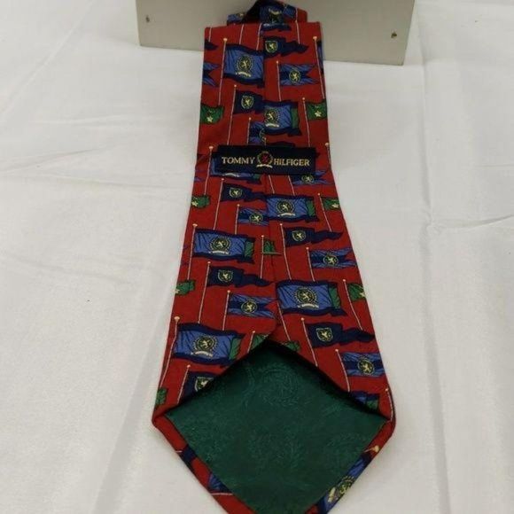 Tommy Hilfiger red countrys flags mens tie - Picture 3 of 5